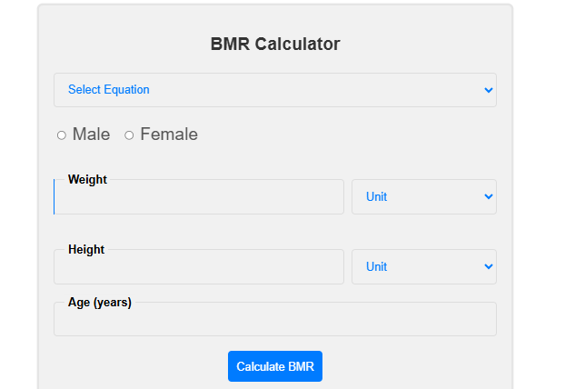 BMR calculator interface image